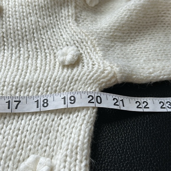 Farm Rio Floral Applique Lantern Sleeve Sweater Cream Mock Neck Trendy Sz S - Picture 14 of 16